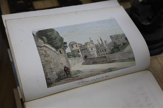 Hope, William H St. John - Windsor Castle, one of 1050, 2 vols (of 3), folio, original half vellum, signed by HRH Queen